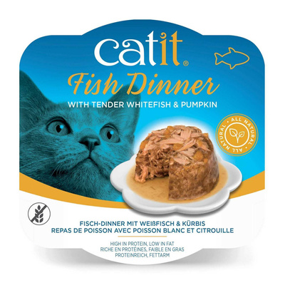 Catit Fish Dinner mokry pokarm dla kota Sieja i Dynia szalka 80g