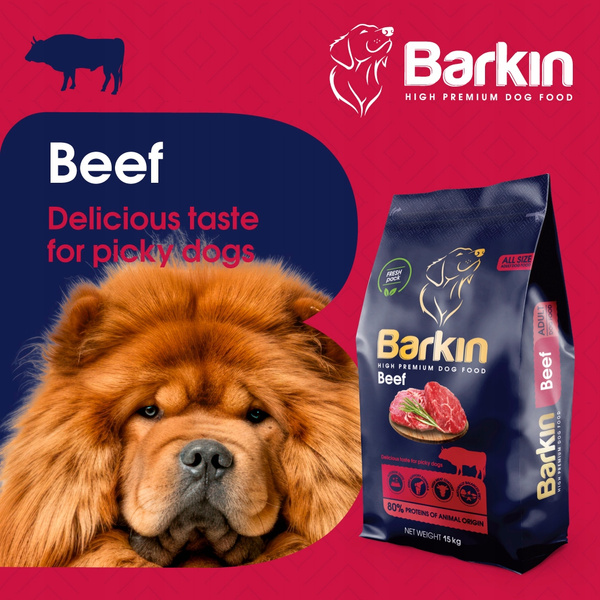 Karma sucha PREMIUM dla psa BARKIN WOŁOWINA 15KG