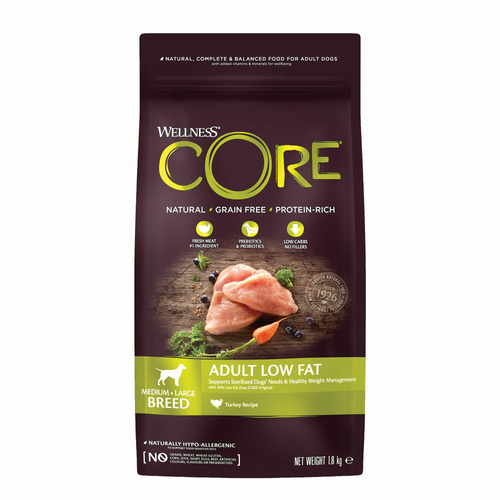 Wellness Core Adult Low Fat karma sucha dla dorosłych psów średnich i dużych ras indyk 1,8kg