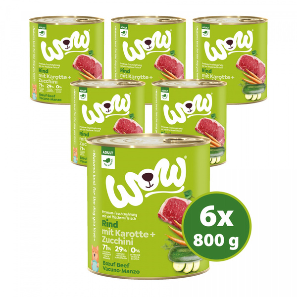 WOW Rind - wołowina z marchewką i cukinią (6 szt. x 800g)