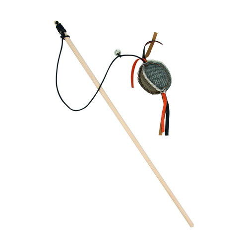 Barry King drewniana wędka z piłką z mocnego materiału szara 5,5 x 4cm /40cm