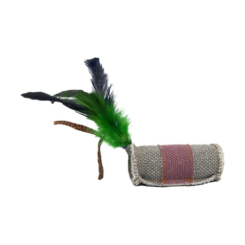 Barry King walec z piórkiem i sznurkiem z trawy z mocnego materiału szary/brązowy 4 x 9,5cm