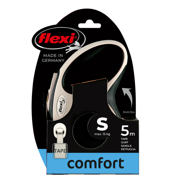 FLEXI Smycz automatyczna dla psa New Comfort S taśma 5 m kol. czarny