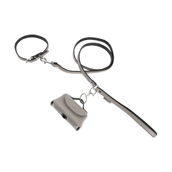 Barry King Obroża skórzana dla psa, szary/czarny, XS-S, 12mm/35cm