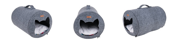 amiplay Tunel dla kota Quick Press 2in1 Hygge Cat 31x46x31cm Szary