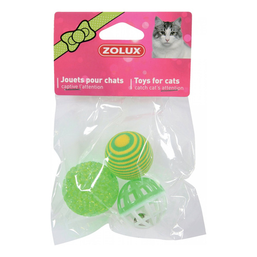 ZOLUX Zabawka dla kota zestaw 3 piłki różne 4 cm