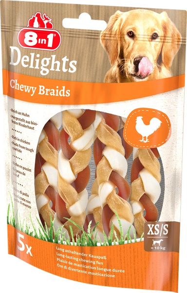 8in1 Delights pleciony sznur Chewy Braids przysmak XS/S dla psa 75g