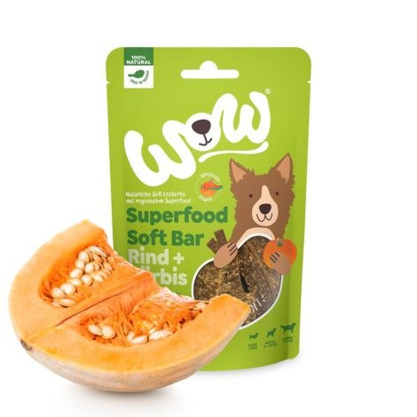 WOW Superfood Soft Bar Rind - mięso wołowe z dynią miękkie przysmaki dla psa (150g)