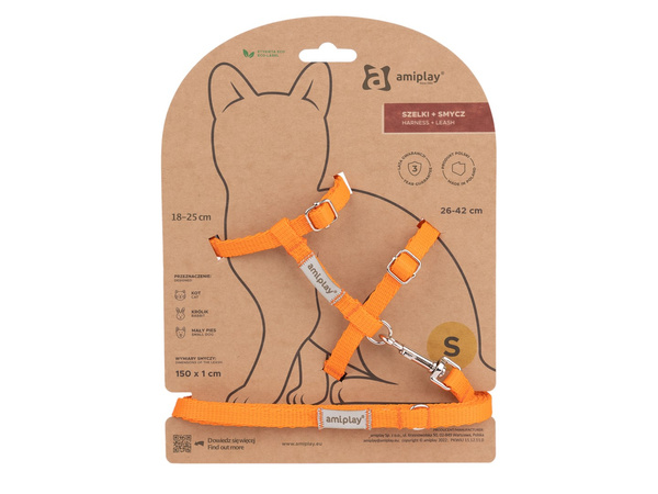 amiplay Szelki + smycz dla Kota Samba Cat S Pomarańczowy