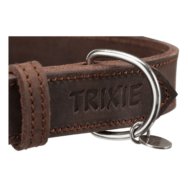 Trixie Obroża Rustic z grubej skóry, M: 37-44 cm/25 mm, ciemnobrązowa