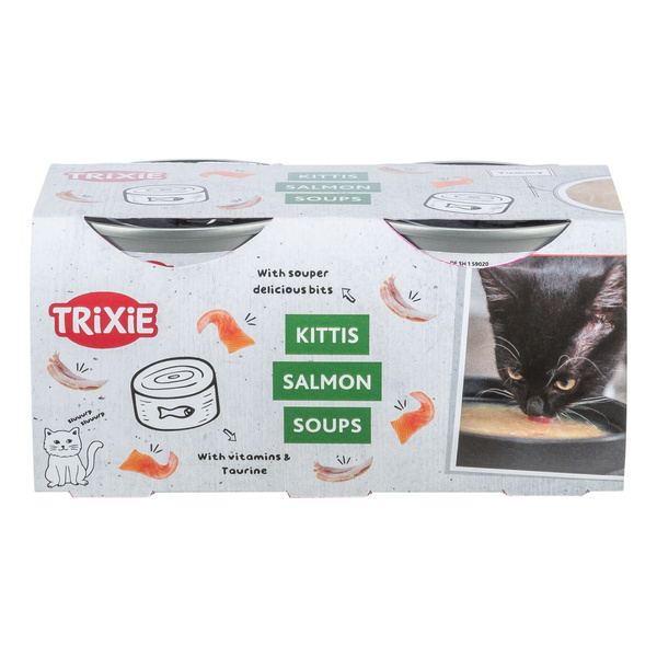 Trixie Kittis Salmon soup, przysmak zupa, dla kota, kurczak i łosoś, 4 × 80 g, 4 szt/opak