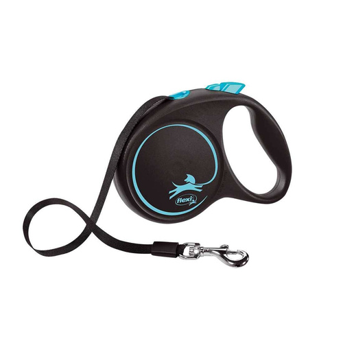 FLEXI Smycz automatyczna Black Design M taśma 5m/ 25kg niebieski