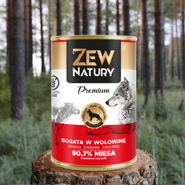 Mokra Karma dla Psa ZEW NATURY 800g Bogata w Wołowinę Dla Dorosłych Psów