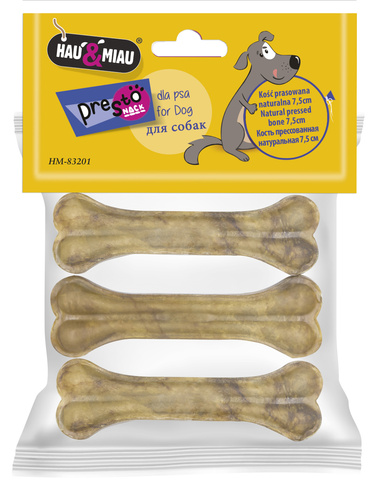 KOŚĆ PRASOWANA NATURALNA, 7, 5 cm, 5szt/op, 75 g/op, 96 op/karton