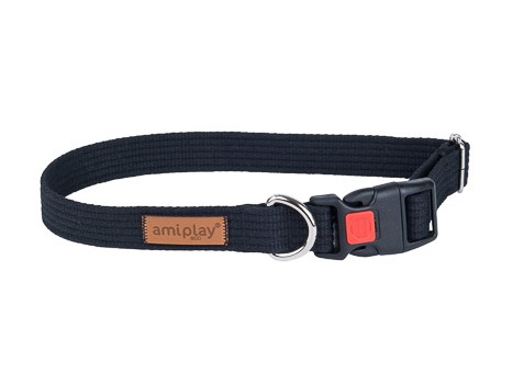 amiplay Obroża regulowana z blokadą Cotton L 40-60x2,5cm Czarny