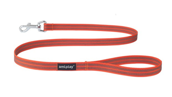 amiplay Smycz Rubber L-XL 120x2cm Pomarańczowy