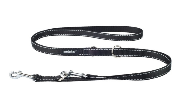 amiplay Smycz regulowana 6in1 Reflective L 100-200x2cm Czarny