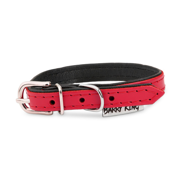 Barry King Obroża skórzana dla psa, czewrowny/czarny, XS-S, 12mm/35cm