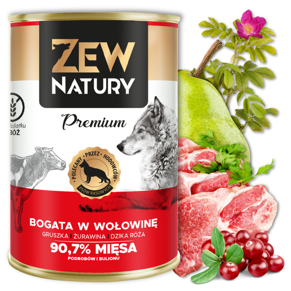 Mokra Karma dla Psa ZEW NATURY 400g Bogata w Wołowinę Dla Dorosłych Psów