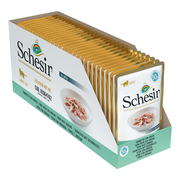 Schesir Karma mokra dla kotów tuńczyk z doradą w galarecie 50 g