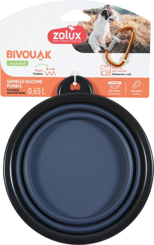 ZOLUX Składana miska dla psa BIVOUAK 650 ml niebieska