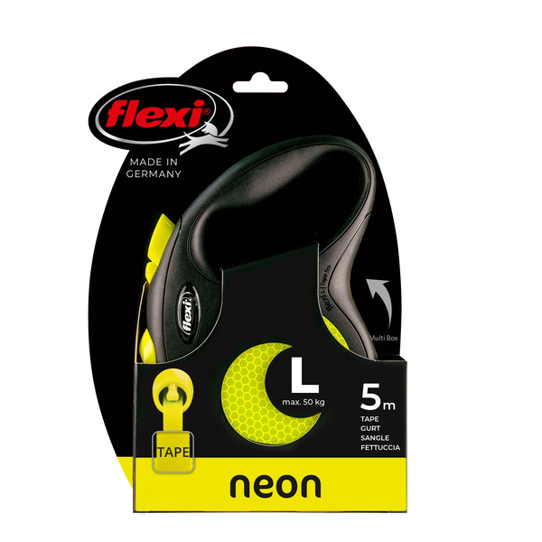 FLEXI Smycz automatyczna dla psa New Neon L taśma 5 m kol. Żółty
