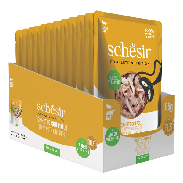 Schesir C&B karma mokra dla kotów tuńczyk z kurczakiem w galarecie 85 g