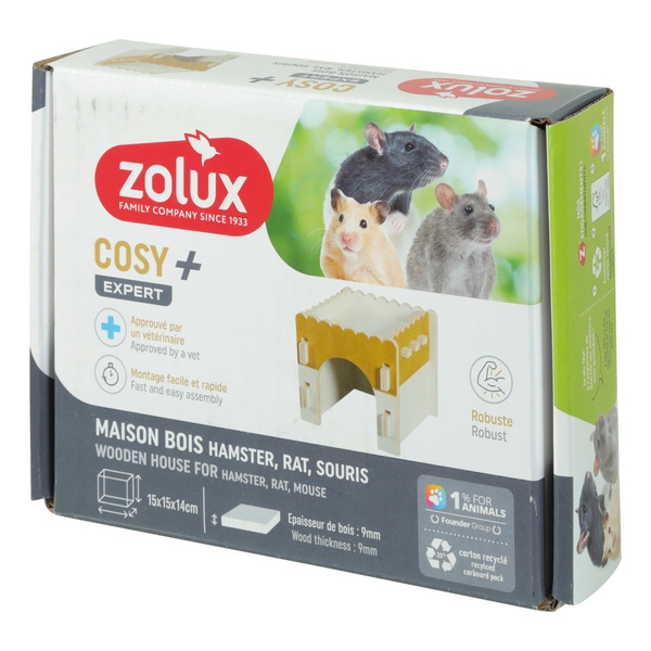 ZOLUX Domek drewniany dla chomika, szczura, myszy COSY 9mm