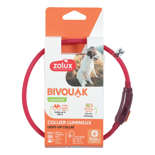ZOLUX Obroża LED dla szczeniąt i małych psów świecąca silikon BIVOUAK czer