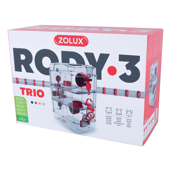 ZOLUX Klatka dla chomika, myszki RODY 3 TRIO kol. czerwony