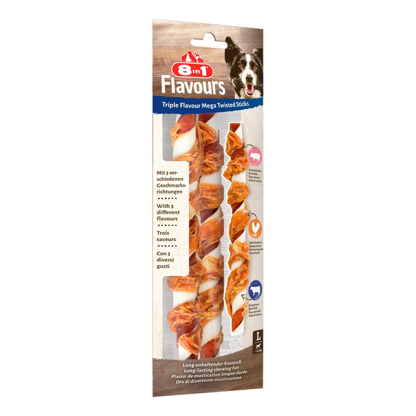 Przysmak 8in1 Triple Flavour skręcane pałeczki do żucia dla psa 140 g