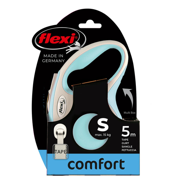 FLEXI Smycz automatyczna dla psa New Comfort S taśma 5 m kol. błękit