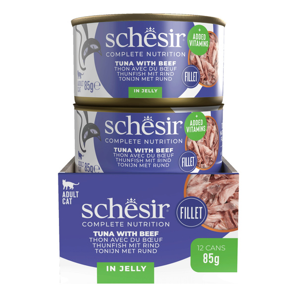 Schesir C&B karma mokra dla kotów tuńczyk z wołowiną w galarecie 85 g