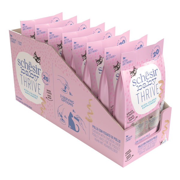 Schesir Baby Thrive multipack karma mokra dla kociąt kurczak z wątróbką 20x8 g wysokokaloryczna
