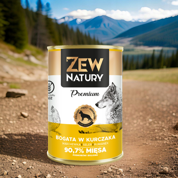 Mokra Karma Dla Psa Bogata w Kurczaka Puszka 400g Zew Natury PREMIUM