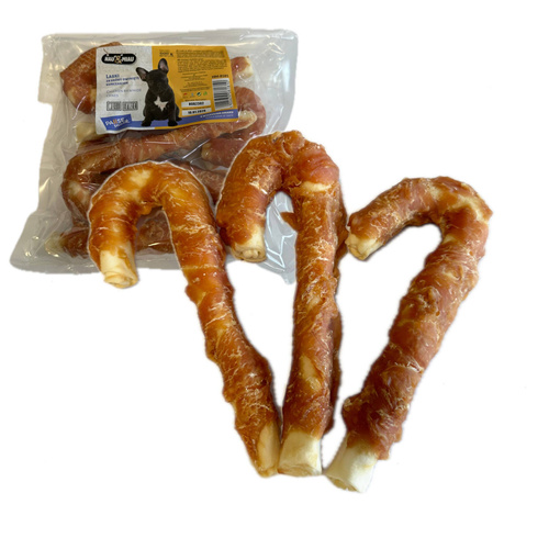 Hau Miau laski ze skóry owinięte kurczakiem 18cm przysmak dla psa 500g