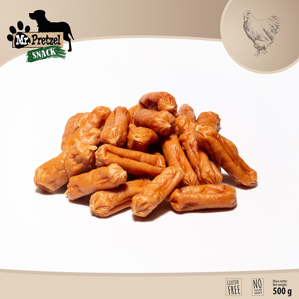 PRZYSMAK DLA PSA - Kiełbaski z kurczakiem Mr.Pretzel 500g ZDROWE PREMIUM