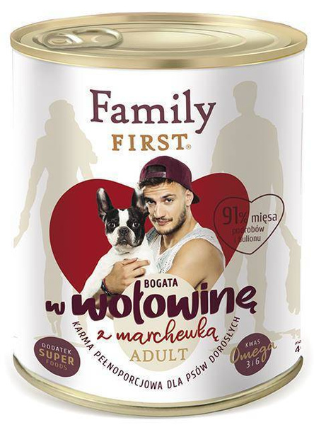 Family First WOŁOWINA z marchewką dla Psa  6x800g
