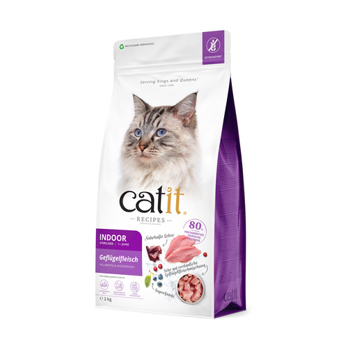 CatIt Recipies Indoor Adult, karma sucha, dla dorosłych kotów niewychodzących, drób, 2 kg