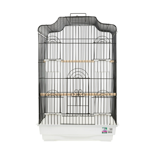 Klatka dla ptaków, czarno-biała, wym. 46.8 x 35.5 x 71.5cm