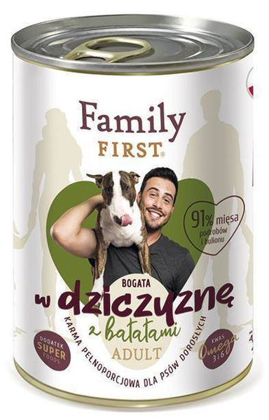 Family First DZICZYZNA z batatami dla Psa 12 x400g