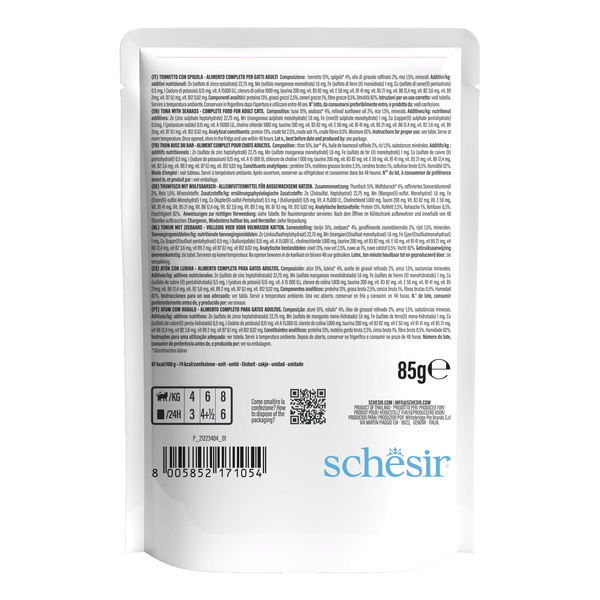 Schesir C&B karma mokra dla kotów tuńczyk z okoniem morski w galarecie 85 g