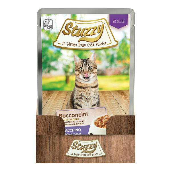 Stuzzy Bocconcini Sterilized karma mokra dla kota indyk w sosie 85 g po sterylizacji