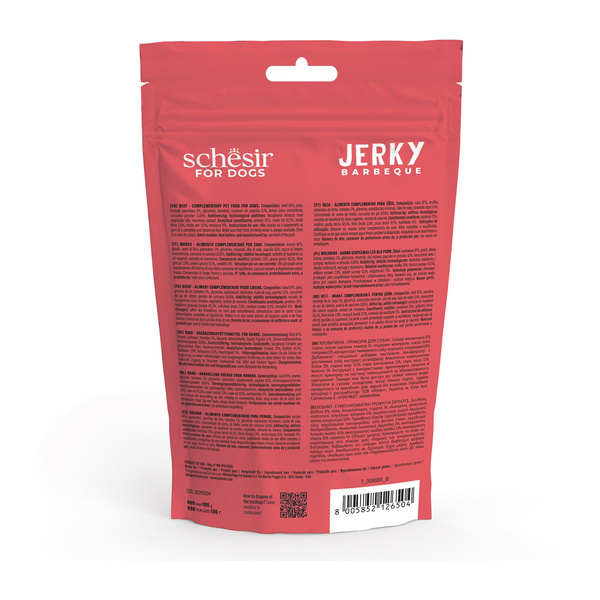 Schesir Jerky przysmak dla psów wołowina BBQ suszona 145 g