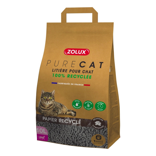 Zolux Żwirek dla kota granulat z papieru z recyklingu PURECAT 10 l