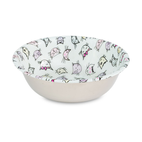 Barry King Miska, dla kota, ze stali nierdzewnej, emaliowana, wzór CAT HEAD, 350ml