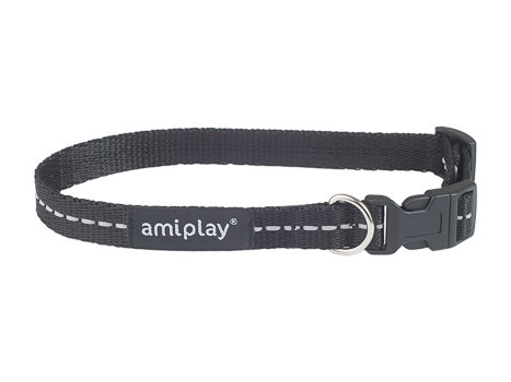 amiplay Obroża regulowana Reflective S 20-35x1cm Czarny
