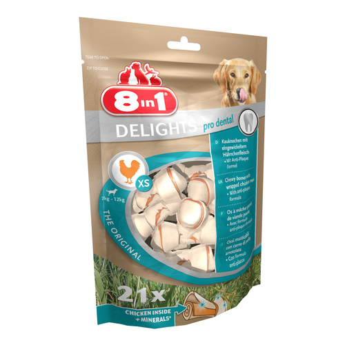 8in1 Przysmak dla psa kości dentystyczne Delights Pro Dental XS 21 szt.
