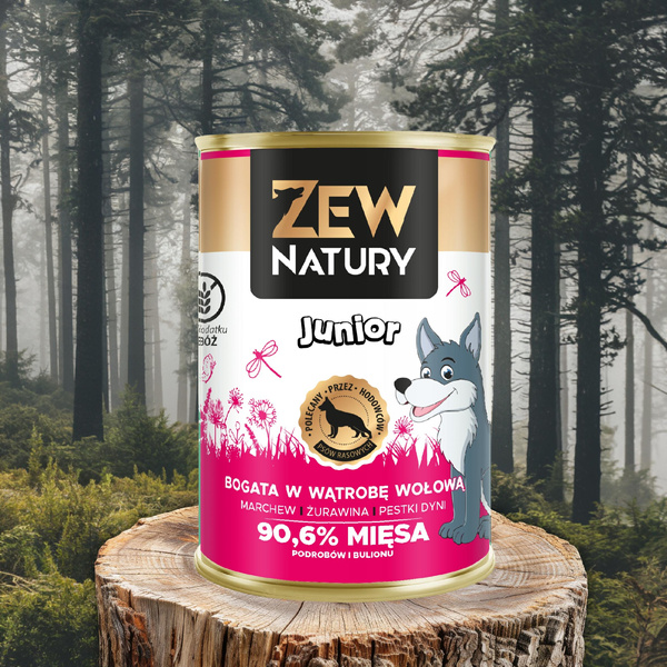 Mokra Karma Dla Szczeniat Bogata w Wątrobę Wołową Puszka 400g Zew Natury