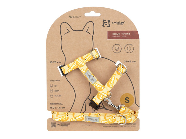 amiplay Szelki + smycz dla Kota BeHappy Cat M- 1,5cm Banana